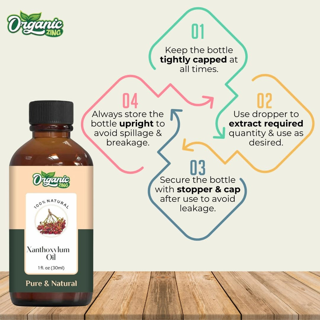 Organic Zing Xanthoxylum (Zanthoxylum) Oil | Pure & Natural Steam Distilled Essential Oil for Aroma, Diffusers & Massage