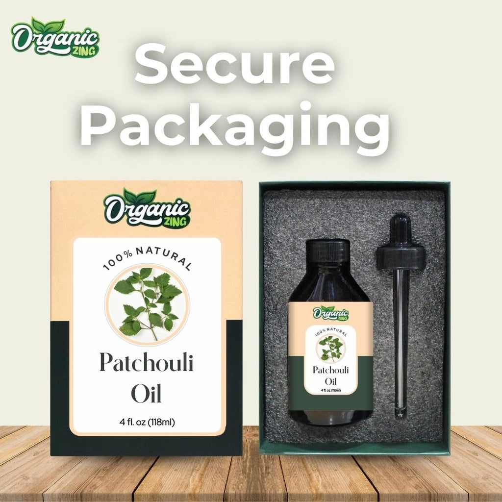 Organic Zing Patchouli Oil Pure & Natural for Skin, Face, Hair Care, Aromatherapy, Diffuser, Conditioner