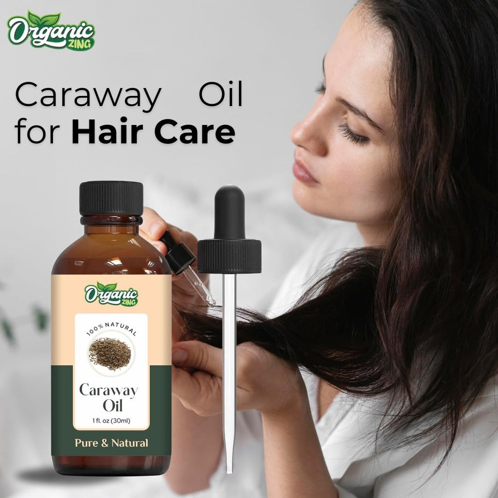 Organic Zing Caraway (Carum carvi) Oil | Pure & Natural Essential Oil for Skincare, Hair Care, Aroma & Diffuser