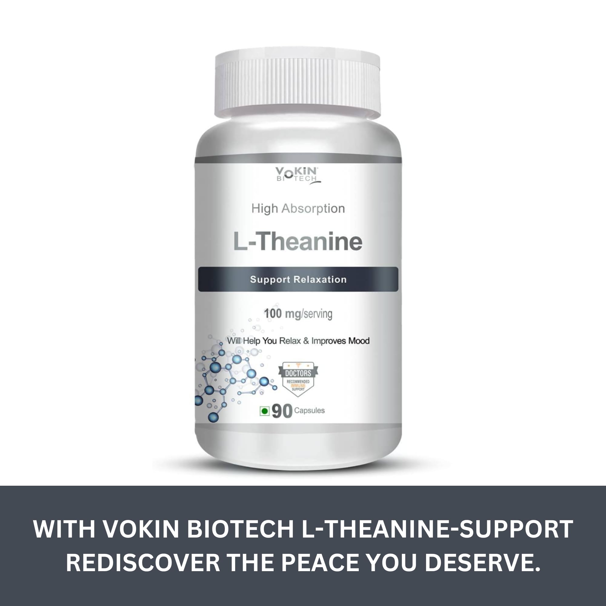 Vokin Biotech L-Theanine-Support Relaxation - 90 Vegetarian Capsules