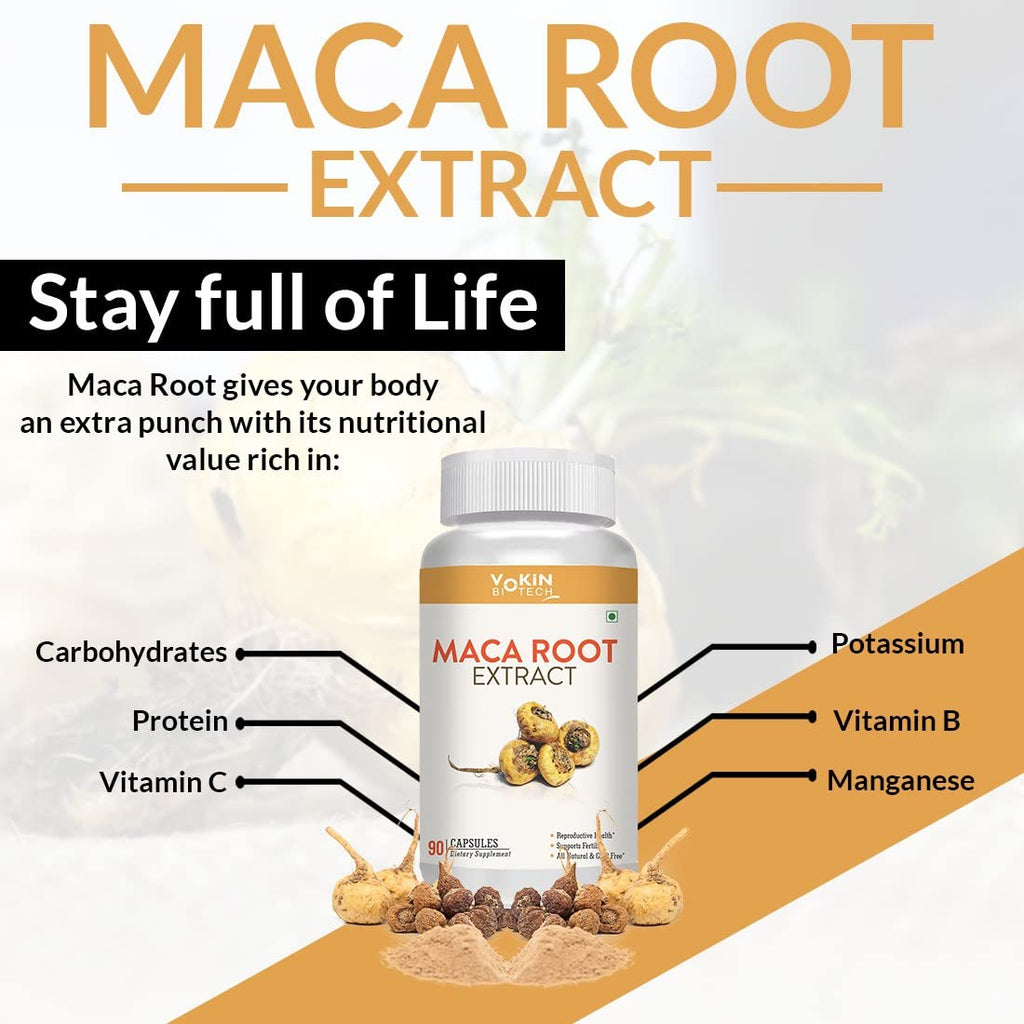 Vokin Biotech Maca Root Extract 800mg For Energy, Strength & Reproductive Health