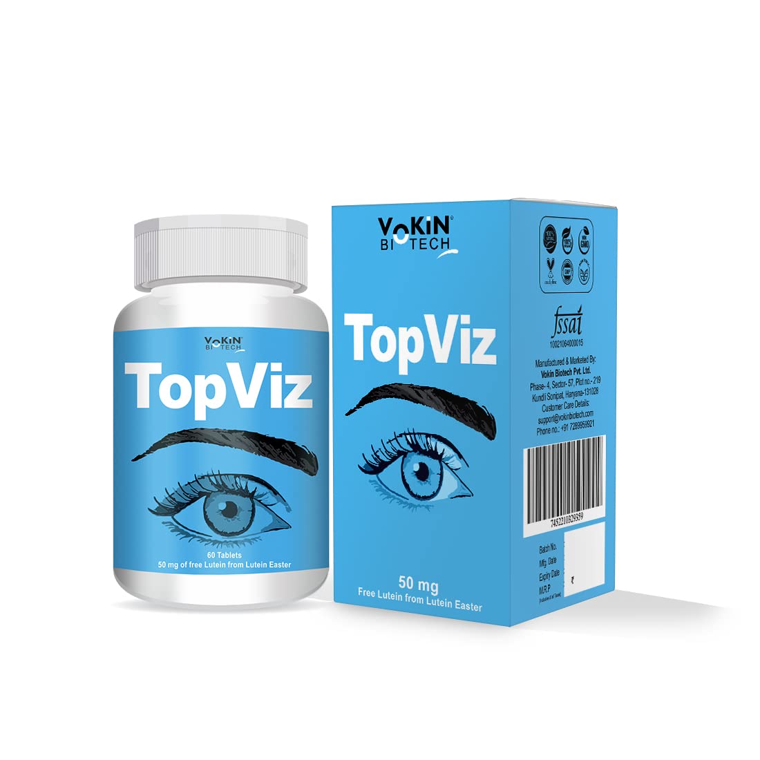 Vokin Biotech Topviz Eye Care Supplement To Improve Vision, Blue Light & Digital Guard (Lutein, Zeaxanthin)