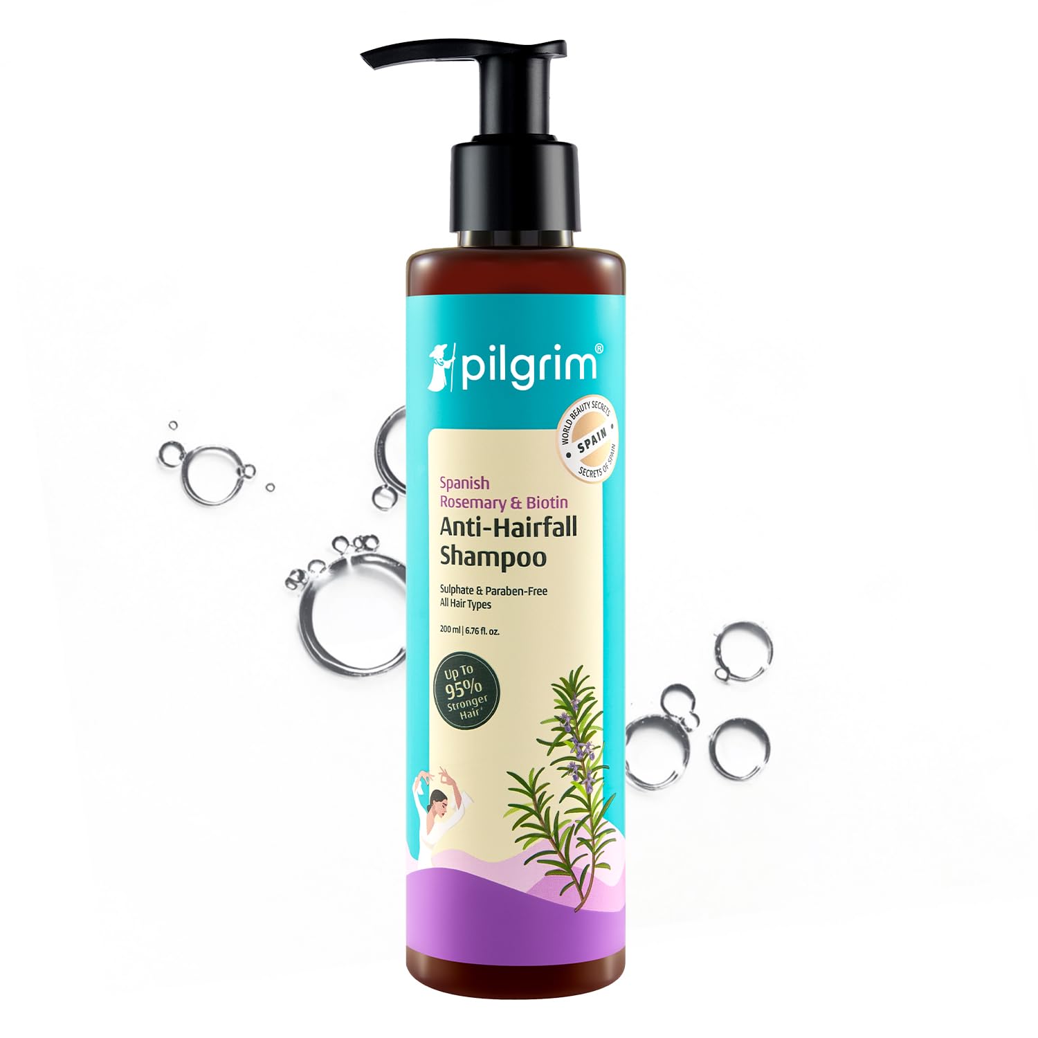 Pilgrim Spanish Rosemary & Biotin Anti Hairfall Shampoo For Reducing Hair Loss & Breakage - Distacart
