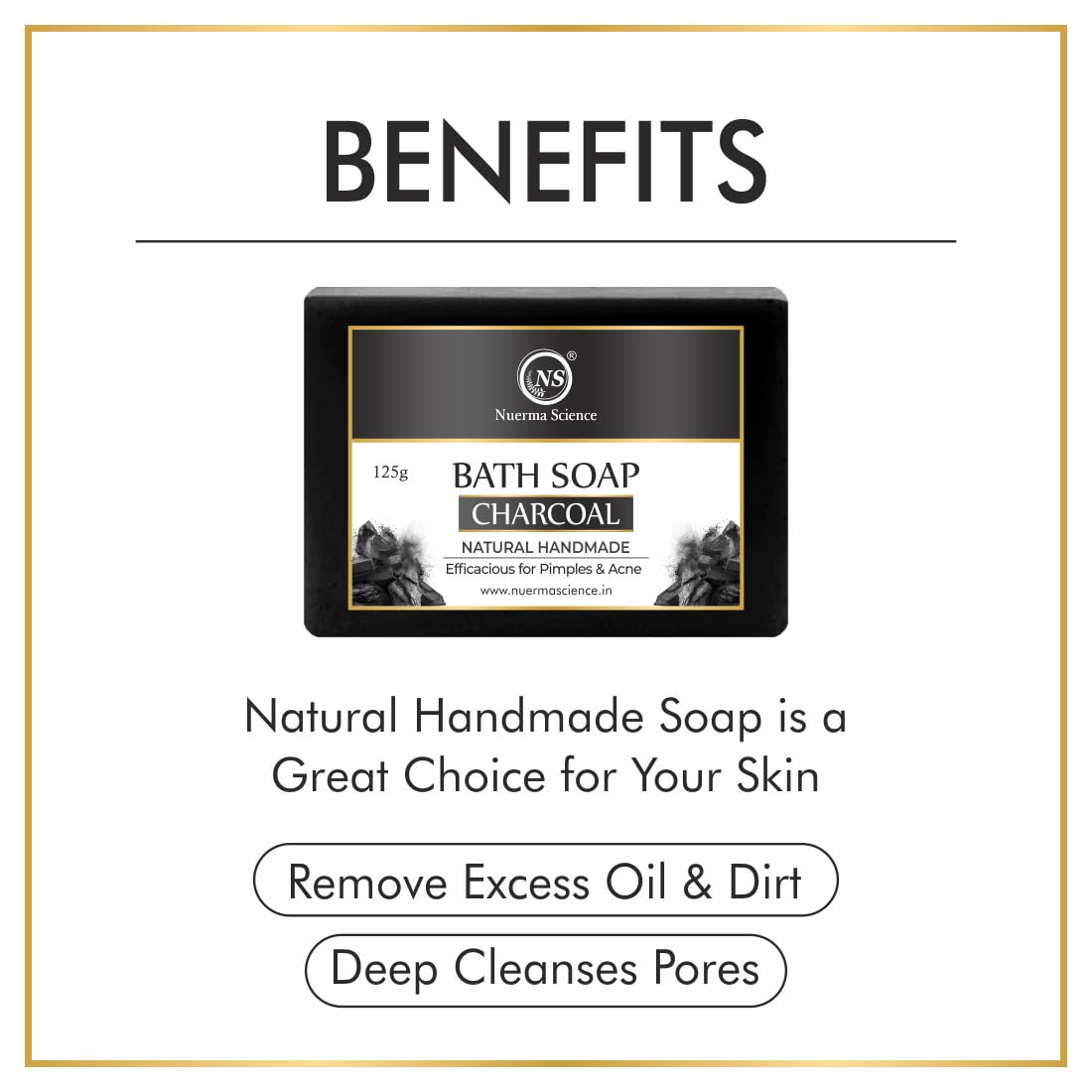 Nuerma Science Charcoal Bath Soap | Efficacious for Pimples & Acne - Distacart