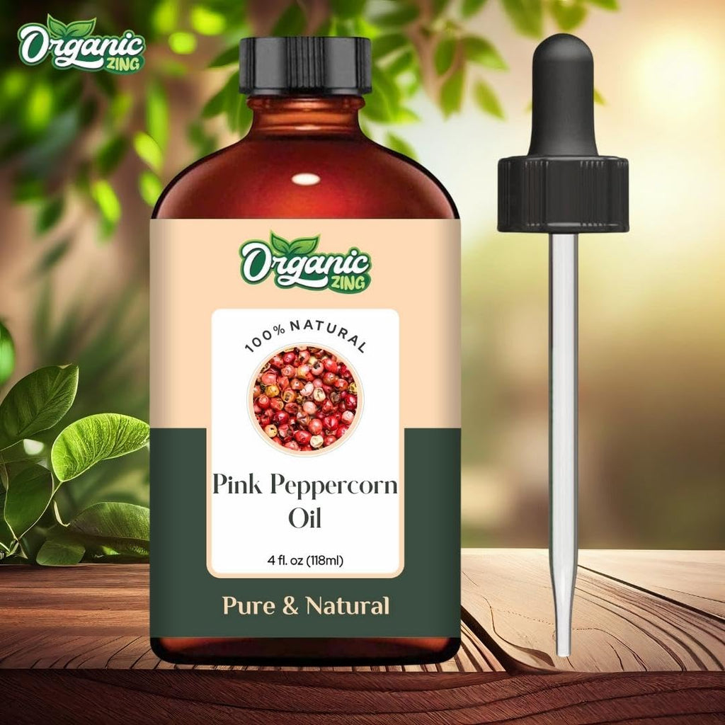 Organic Zing Pink Peppercorn (Schinus Molle) Oil | Pure & Natural Essential Oil for Aroma, Skincare & Massage