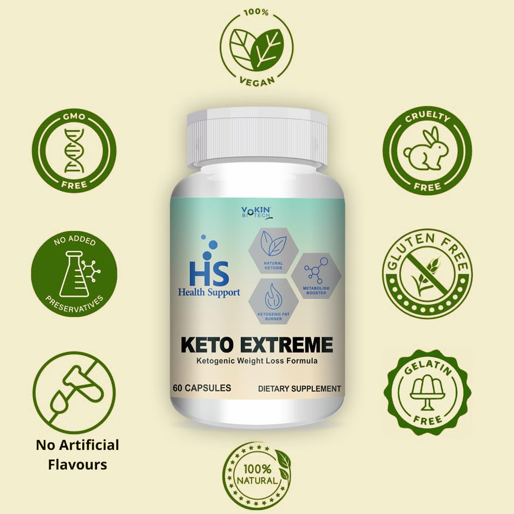 Vokin Biotech Keto Extreme Ketogenic Weight Loss Formula with Garcinia Cambogia Extract Fat Burner | Metabolism Booster (60 Capsules)