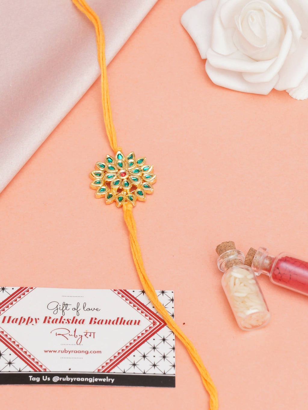 Designer kundan Rakhi - Ruby Raang - Distacart