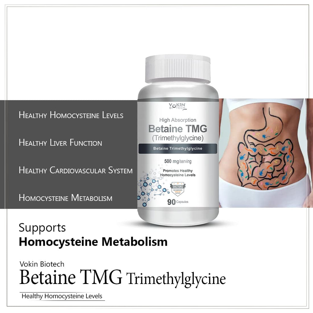 Vokin Biotech Betaine Trimethylglycine (TMG) for Support Healthy Homocysteine Levels