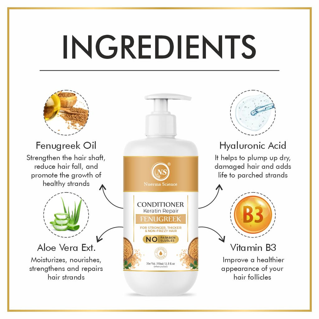 Nuerma Science Keratin Repair Fenugreek Hair Conditioner for Stronger, Thicker & Non-Frizzy Hair