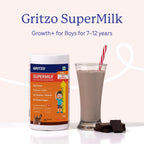 Gritzo SuperMilk Height+ (7-12y Boys), 10g Protein Powder - Double Chocolate - Distacart