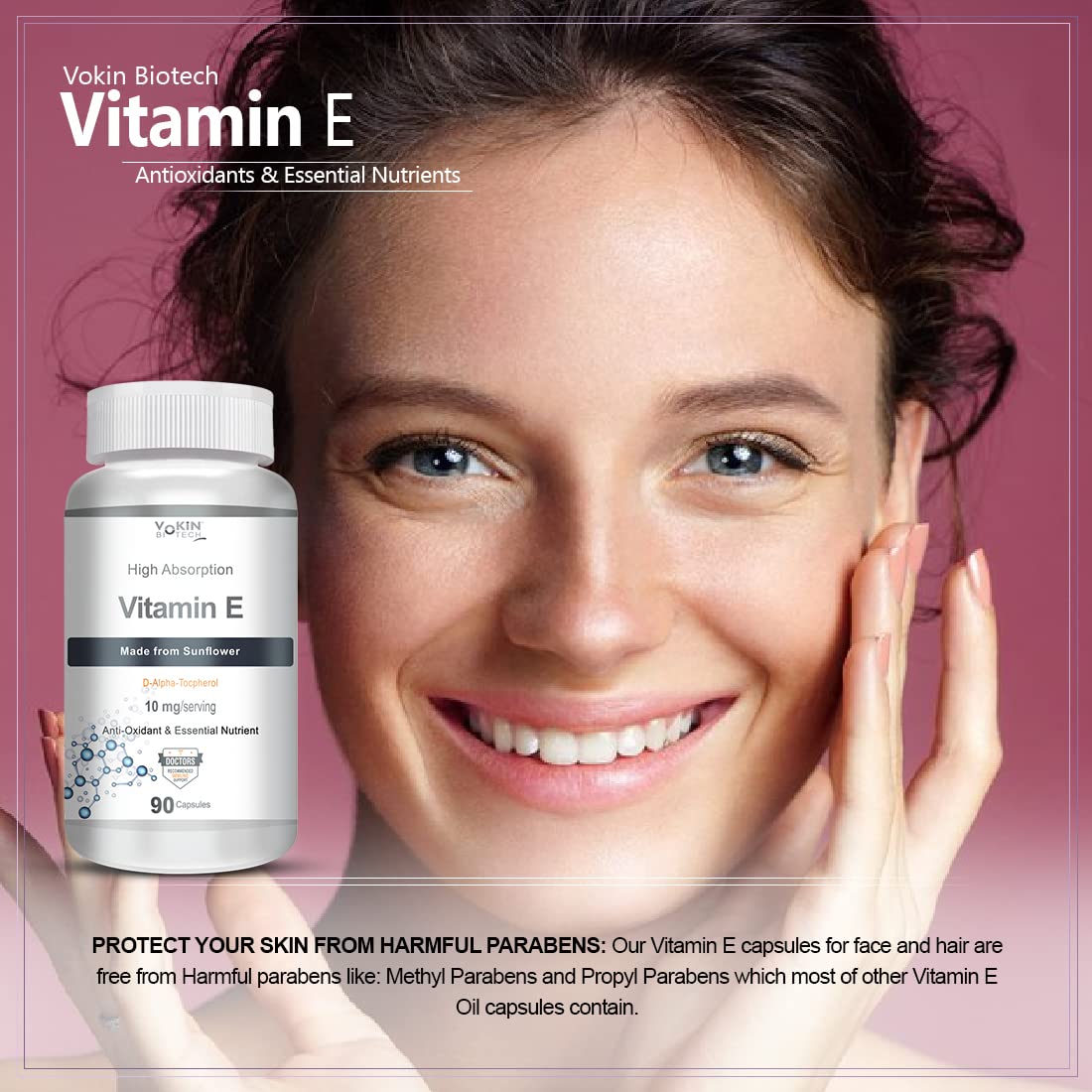 Vokin Biotech Natural Vitamin E from Sunflower - D-Alpha-Tocpherol - 10mg