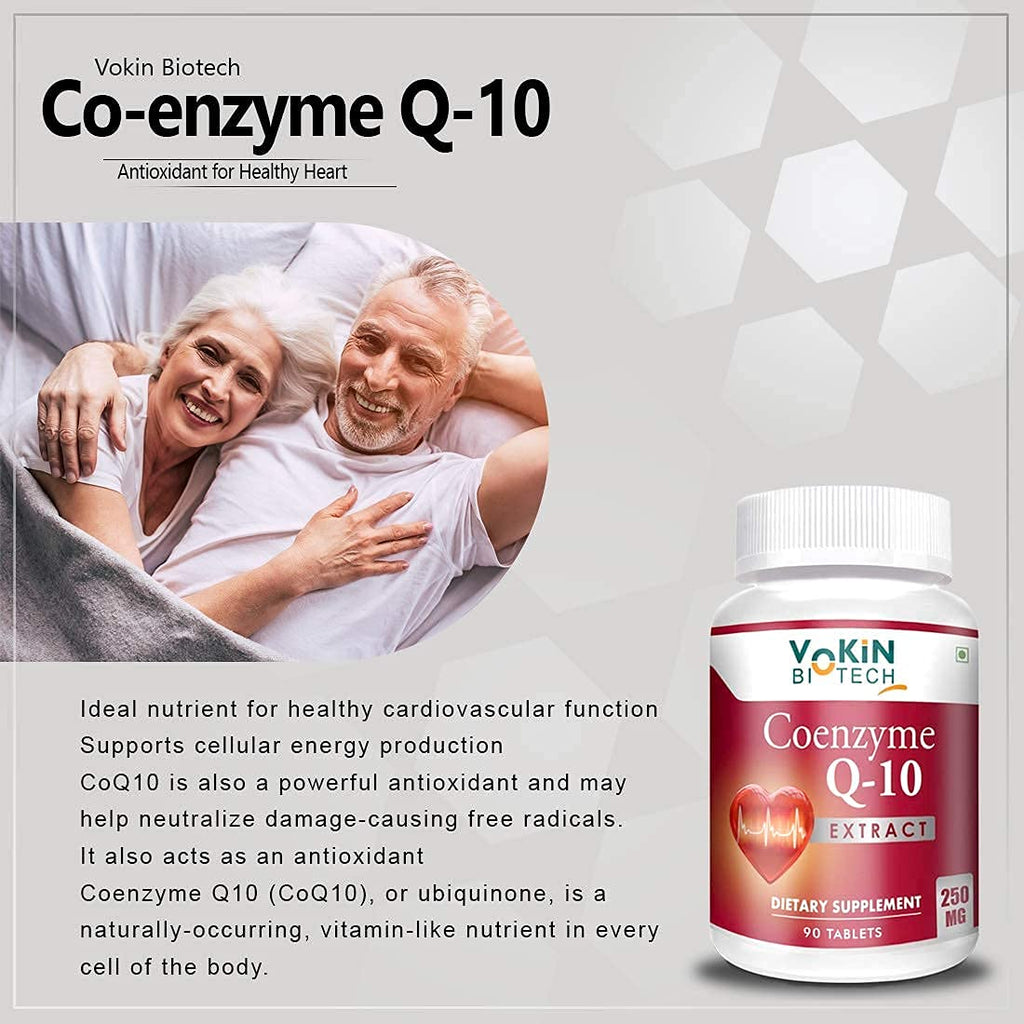 Vokin Biotech Natural Coenzyme Q-10 Extract for Heart Health and Energy Metabolism, 250mg (90+30) Tablets)