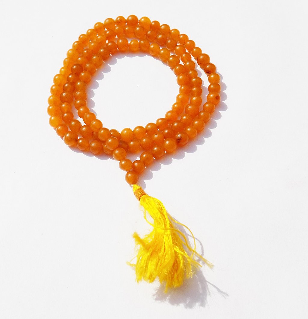Kannssky Orange Hakik (Agate) Mala - Hindu Buddhist Prayer Beads