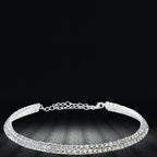 Silver-Toned Alloy Double Line Silver Choker Necklace - The Pari