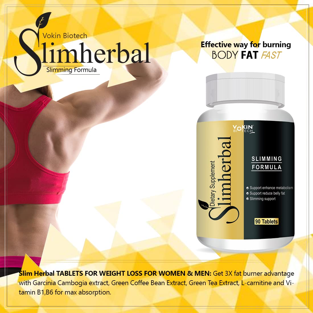 Vokin Biotech Slimherbal Tablets Support Reduce Belly Fat for Men & Women