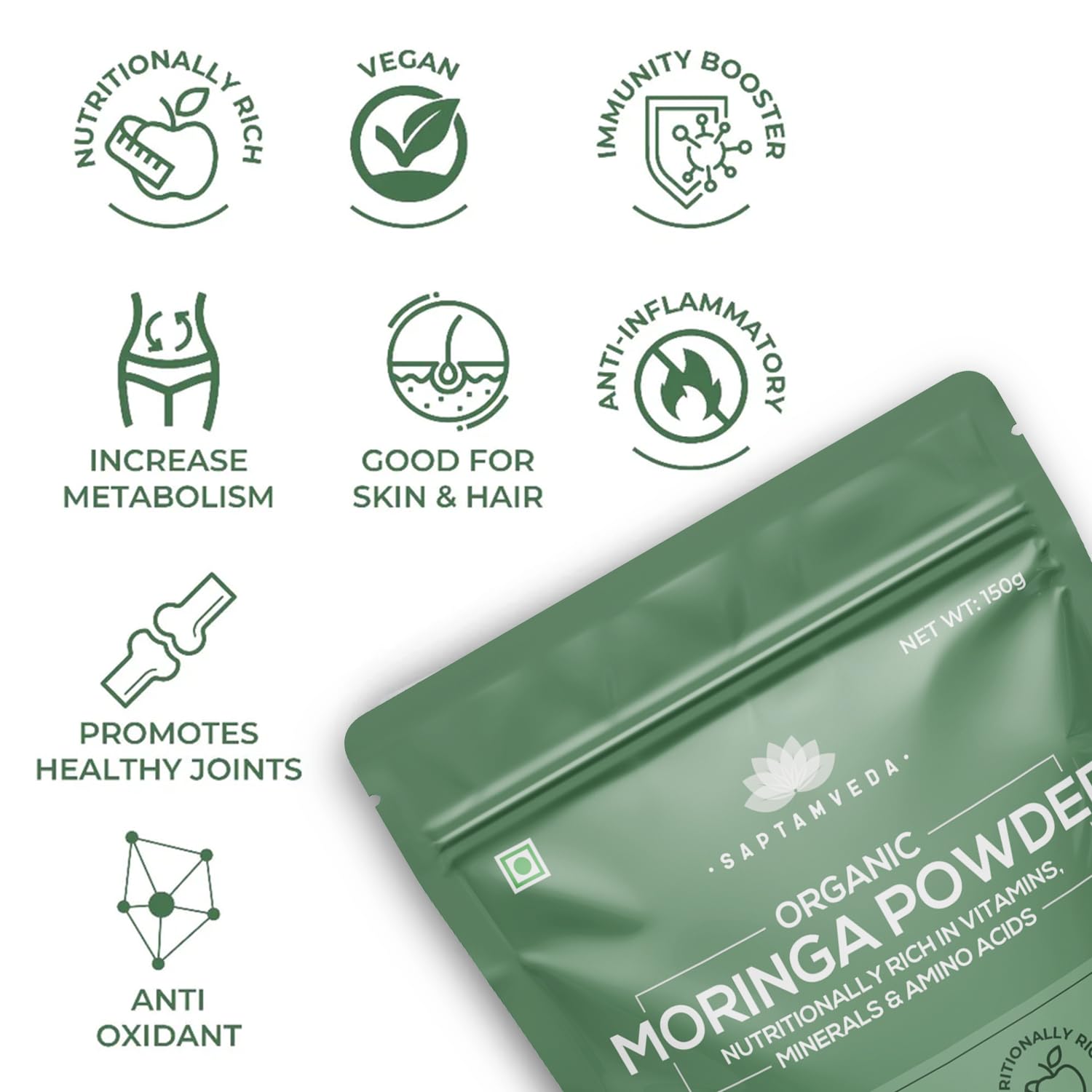 Saptamveda Organic Moringa Powder - Distacart