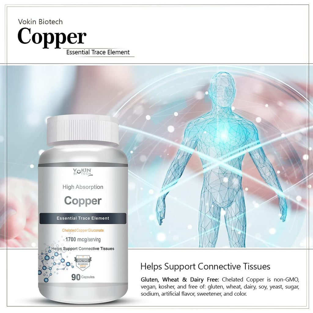 Vokin Biotech Chelated Copper Gluconate – Support Connective Tissues –1700mcg