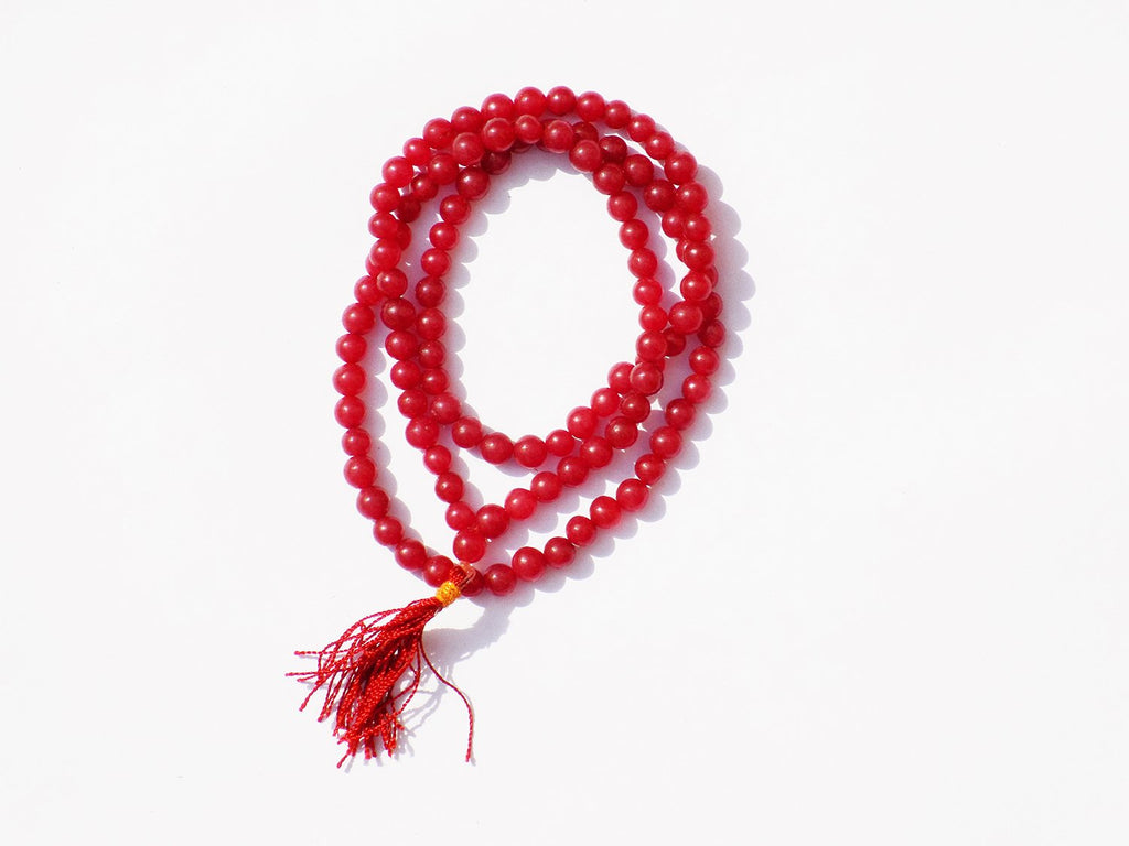 Kannssky Red Hakik (Agate) Mala - Hindu Buddhist Prayer Beads