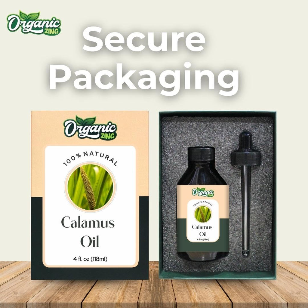 Organic Zing Calamus (Acorus Calamus) Oil | Pure & Natural Essential Oil for Skincare, Hair Care, Aroma & Diffusers