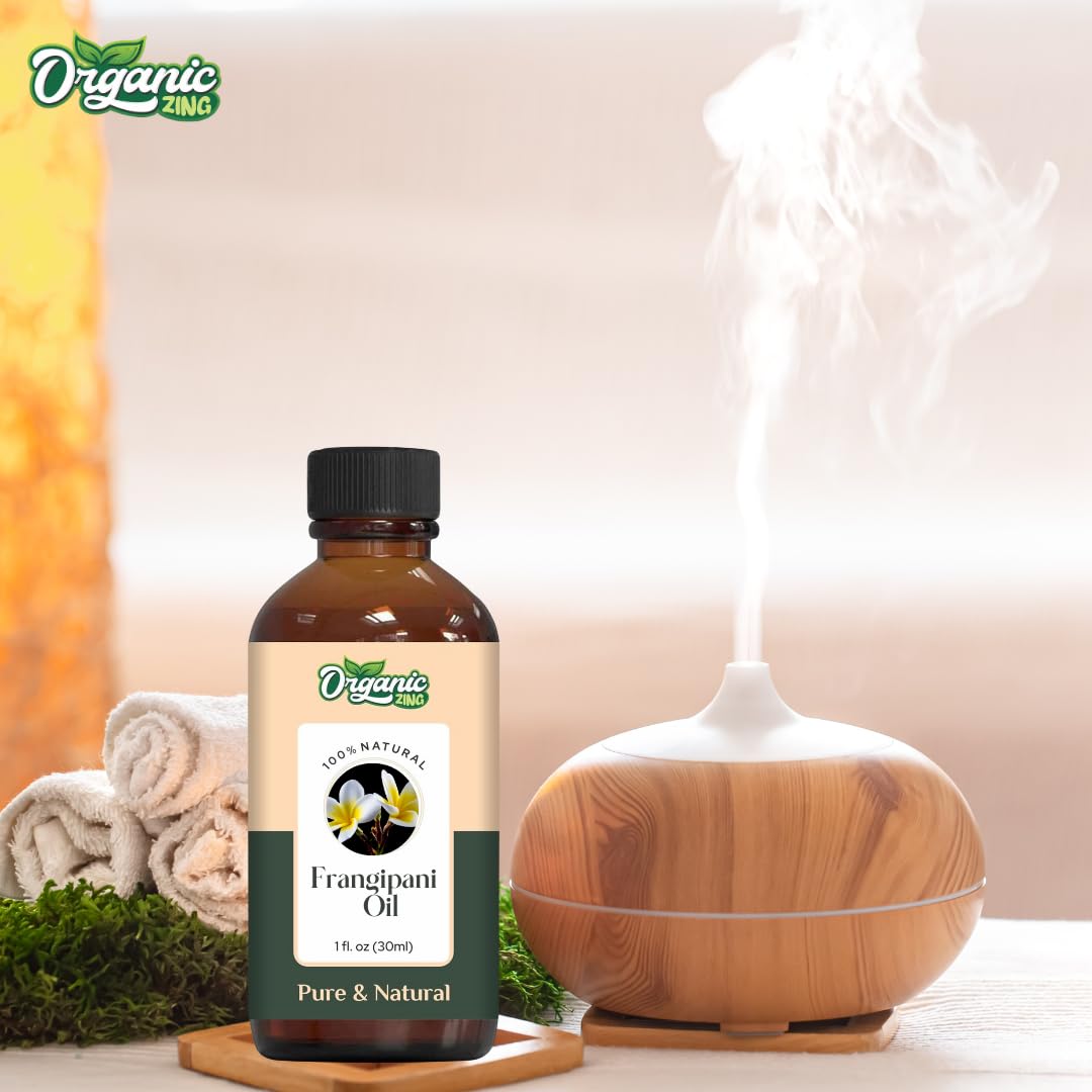 Organic Zing Frangipani (Plumeria alba) Oil | Pure & Natural Essential Oil for Skincare, Massage, Aroma & Diffuser