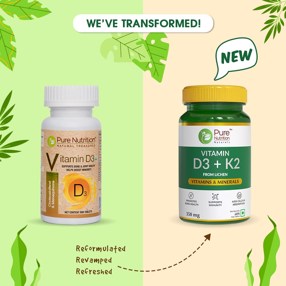 Pure Nutrition Vitamin D3 + K2 Tablets - Distacart