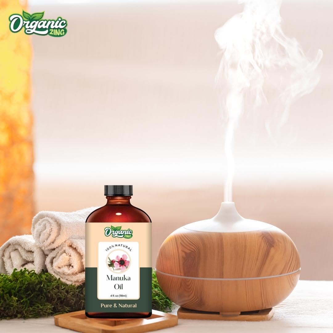 Organic Zing Manuka (Leptospermum scoparium) Oil | Pure & Natural Oil for Skin Care. Hair Care, Aroma & Diffusers