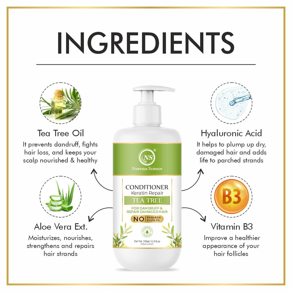 Nuerma Science Keratin Repair Tea Tree Hair Conditioner for Dandruff & Repair Damaged Hair