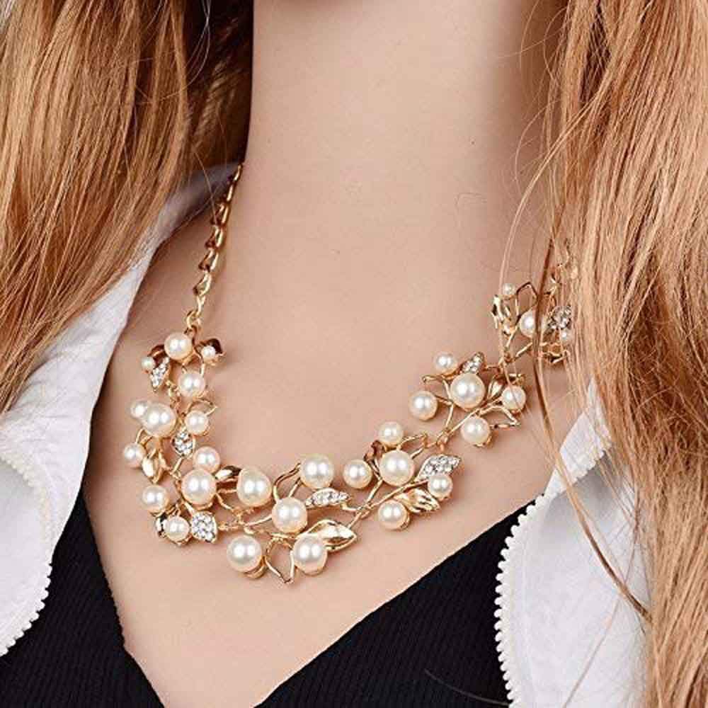 Gold-Toned Alloy Pearl Studded Long Haar Necklace - The Pari