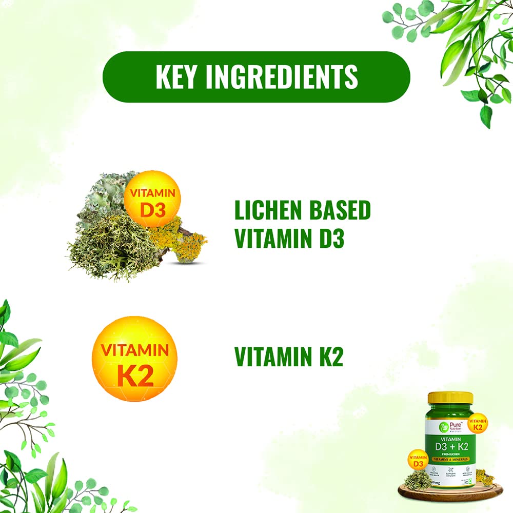 Pure Nutrition Vitamin D3 + K2 Tablets - Distacart