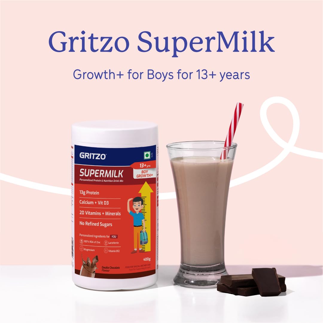 Gritzo Supermilk Height+ Health Drink For 13+Y Boys - Double Chocolate - Distacart
