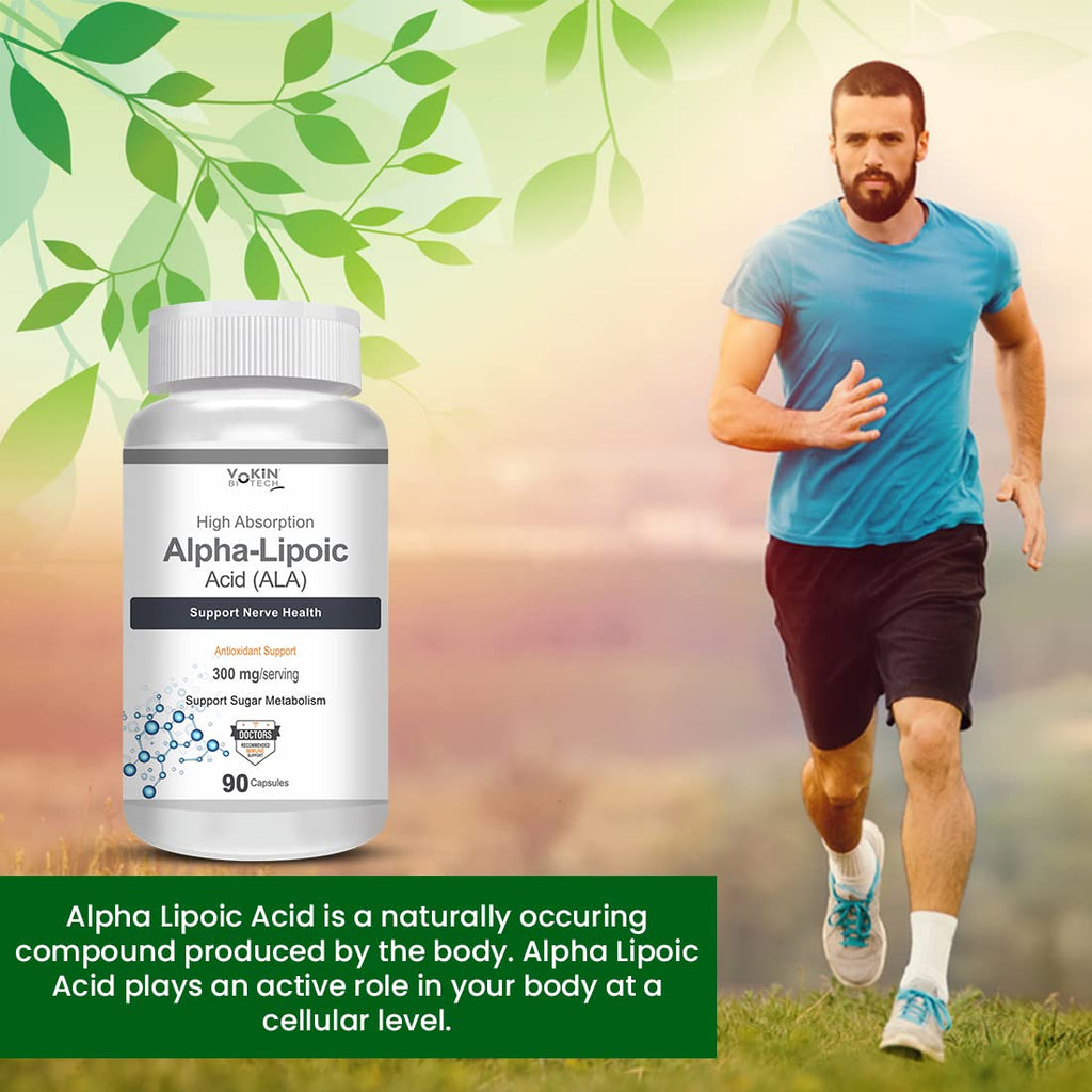 Vokin Biotech Alpha Lipoic Acid (ALA) 300 mg- Support Nerve Health & Sugar Metabolism)