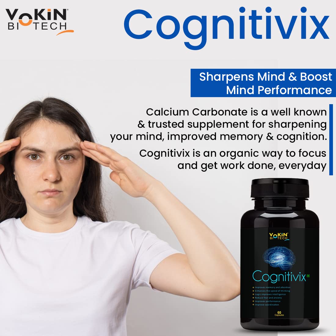 Vokin Biotech Cognitivix -Unique Brain activation Ginkgo Biloba With Ginseng extract Veg capsule