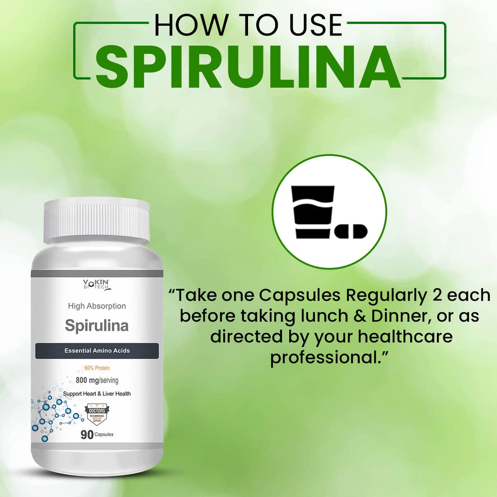 Vokin Biotech Spirulina- Support Heart Health and Liver Health -800mg