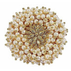 Gold-Polished Pearl Beads Polki Ring