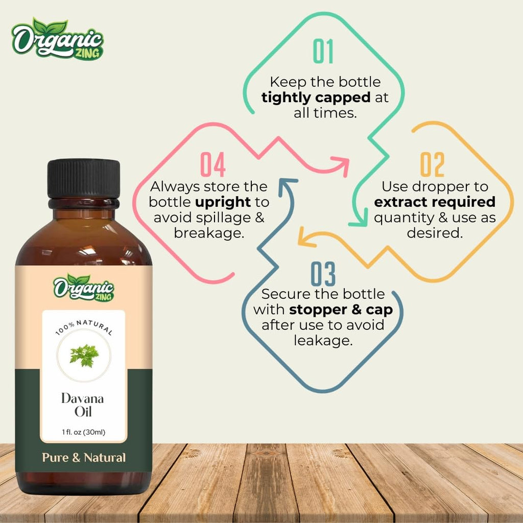 Organic Zing Davana (Artemisia Pallens) Oil | Pure & Natural Essential Oil for Skincare, Aroma and Diffusers
