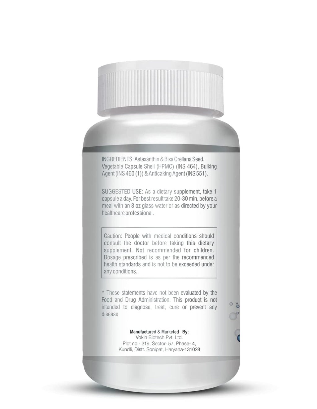 Vokin Biotech Astaxanthin 29mg - Naturally Sourced from Algae - Non-Synthetic - Best or Healthy Ageing - 90 Capsules