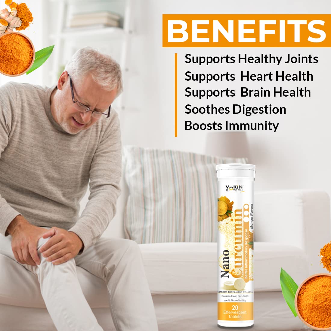 Vokin Biotech Natural Turmeric Curcumin Extract Tablets