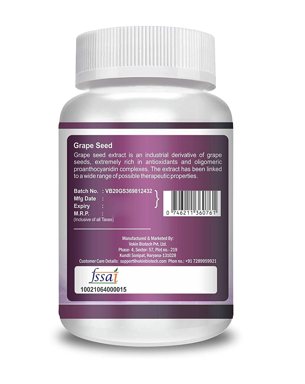Vokin Biotech Grapes Seed Extract Support Immune System and Antioxidant Supplement 95% Polyphenols