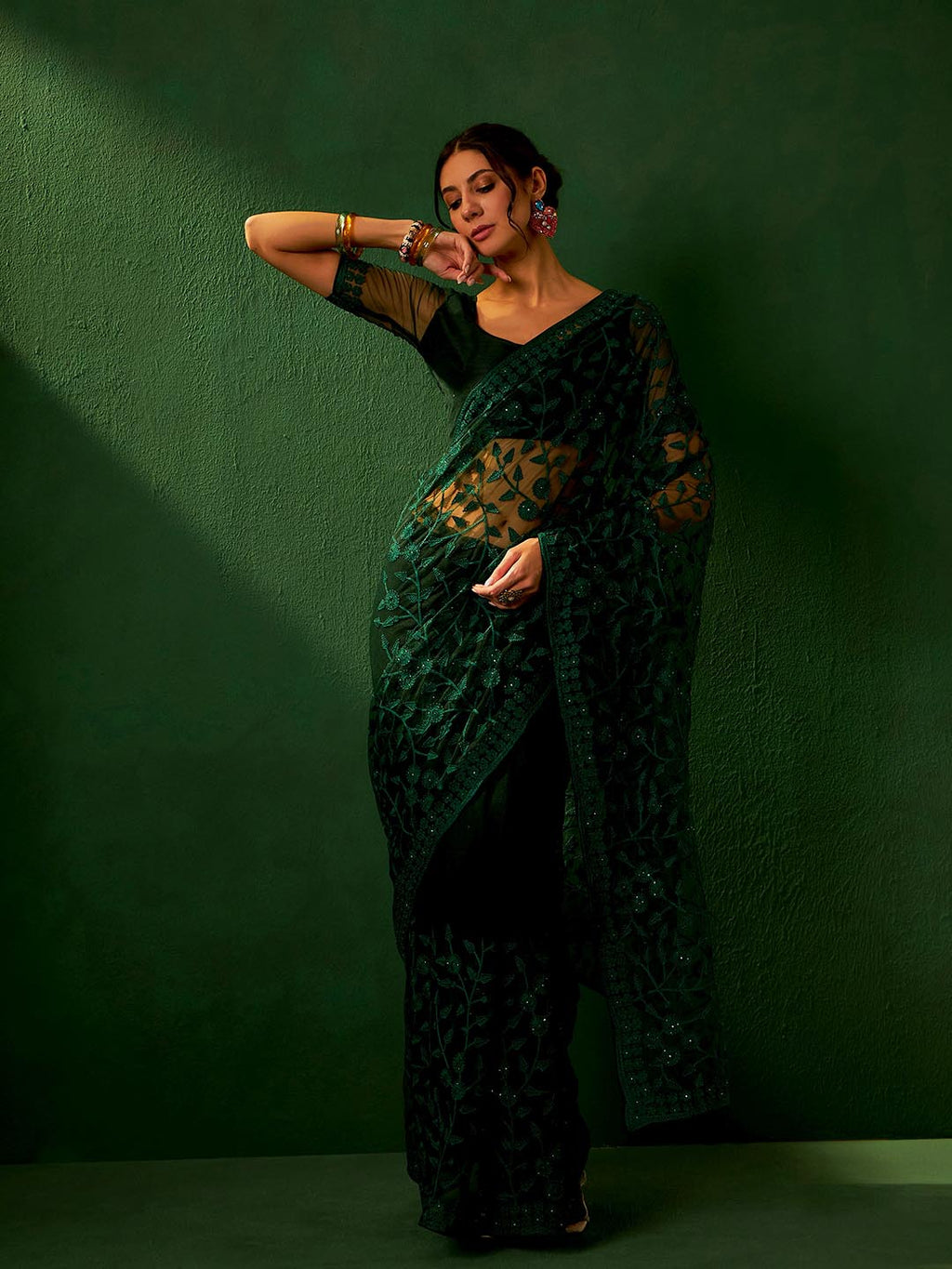 Sangria Embroidered Saree - Distacart
