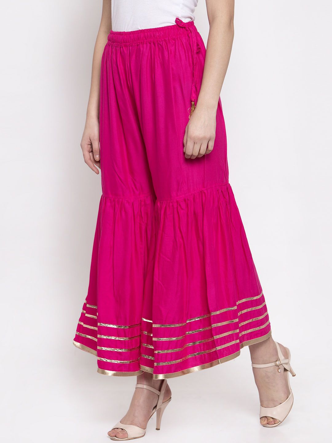 TAG 7 Women Pink Hem Design Flared Sharara