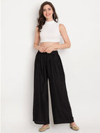TAG 7 Women Black & Maroon Set of 2 Flared Ethnic Palazzos