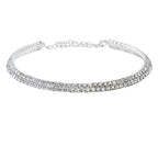 Silver-Toned Alloy Double Line Silver Choker Necklace - The Pari