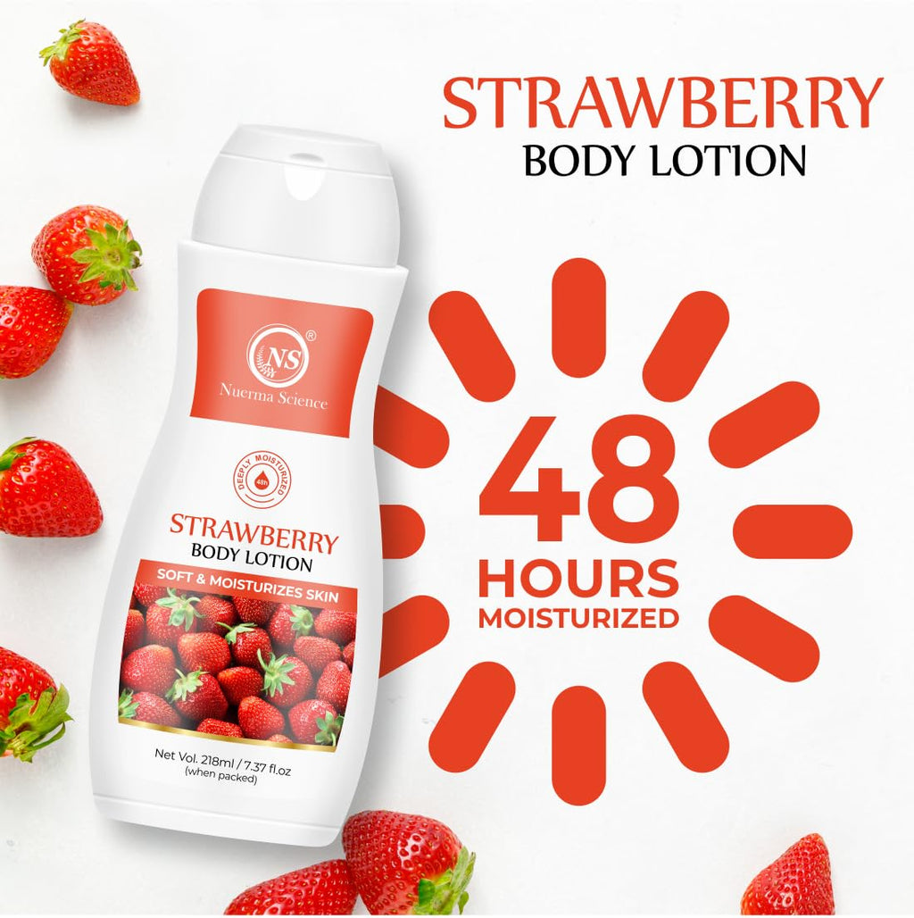 Nuerma Science Strawberry Body Lotion for Deep Skin Hydration & Moisturization