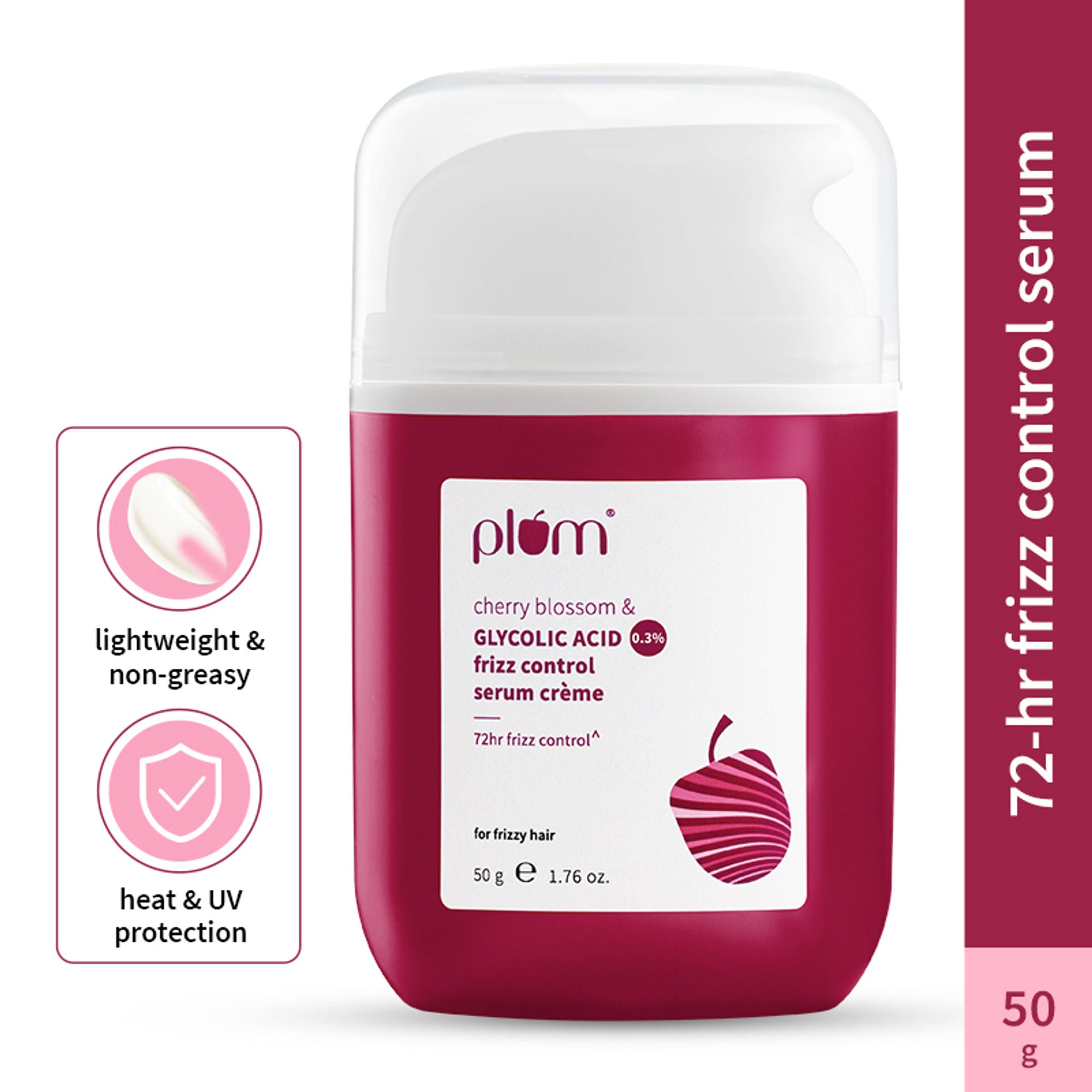 Plum 0.3% Glycolic Acid & Cherry Blossom Frizz Control Hair Serum Creme
