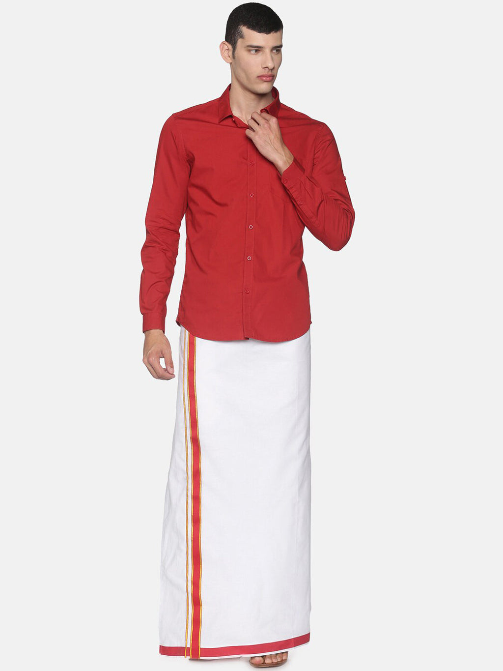 Sethukrishna Men White Solid Cotton Readymade Dhoti - Distacart