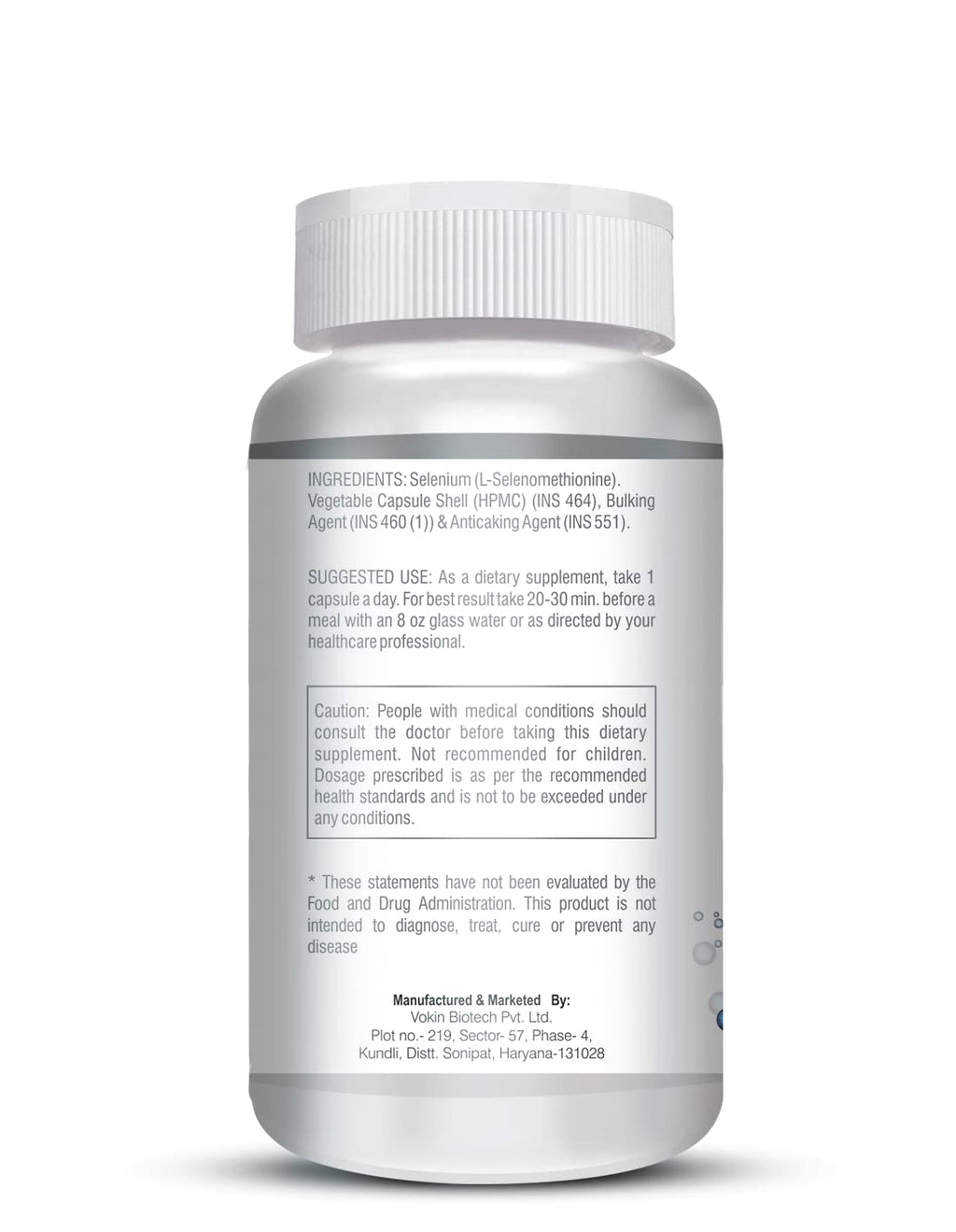Vokin Biotech Selenium Capsules 40mcg - Superior Absorption - 90 Vegetarian Capsules