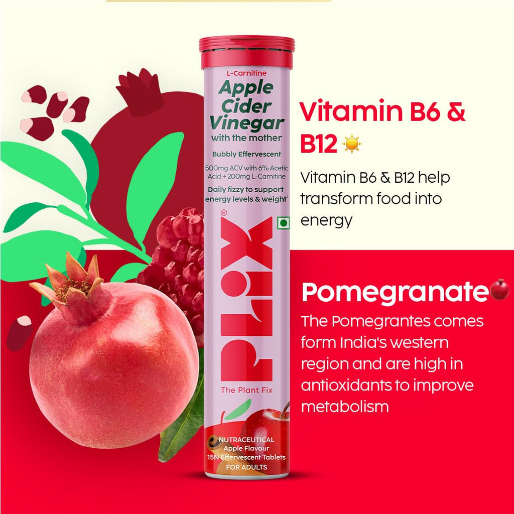 PLIX The Plant Fix L-Carnitine ACV Effervescent Tablets - Apple Burst - Distacart