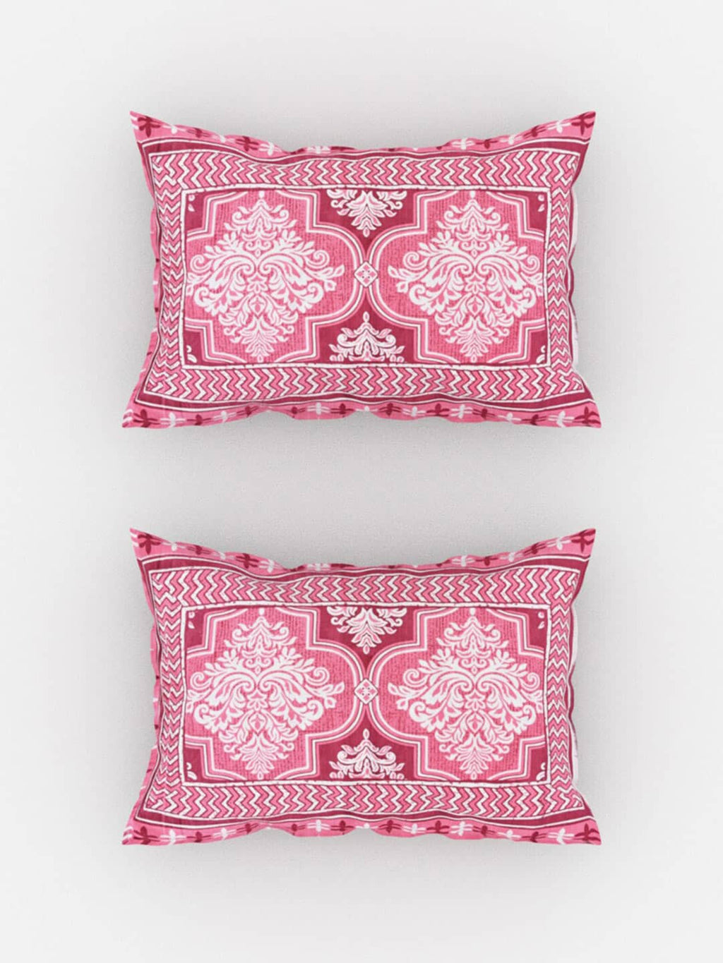 Urban Magic Pink Printed Cotton 104 TC King Bedsheet with 2 Pillow Covers