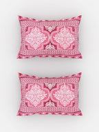 Urban Magic Pink Printed Cotton 104 TC King Bedsheet with 2 Pillow Covers