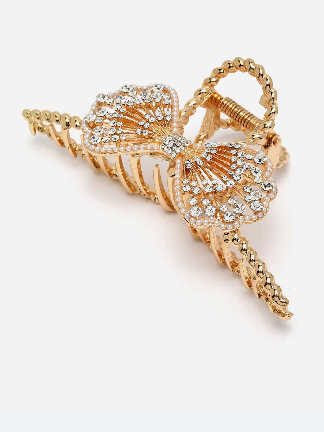 Panash Gold-Toned & White Embellished Claw Clip - Distacart